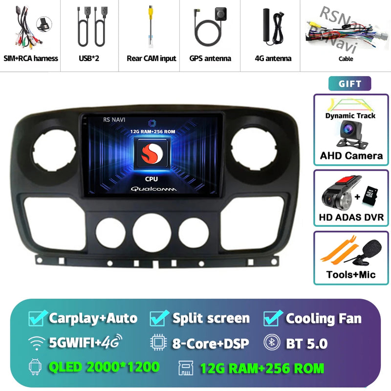 Autoradio CarPlay Renault Master, Nissan NV400 et Opel Movano (2010-2015) – Écran 9 pouces, Android 16, vue 14