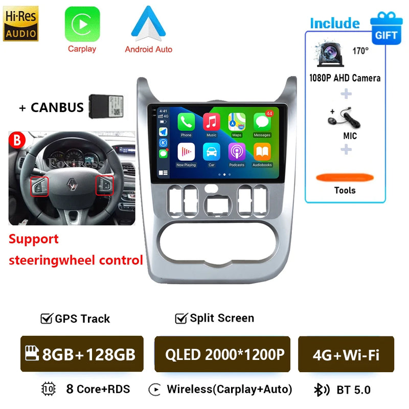 Autoradio CarPlay Dacia Logan 1 et Sandero (2009-2015) – Écran 9 pouces, jusqu'à 12 Go + 128 Go, vue 43