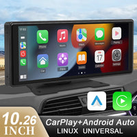 Écran CarPlay Universel 10,26 Pouces – Sans Fil ou Filaire, Bluetooth, USB, Entrée Caméra de Recul