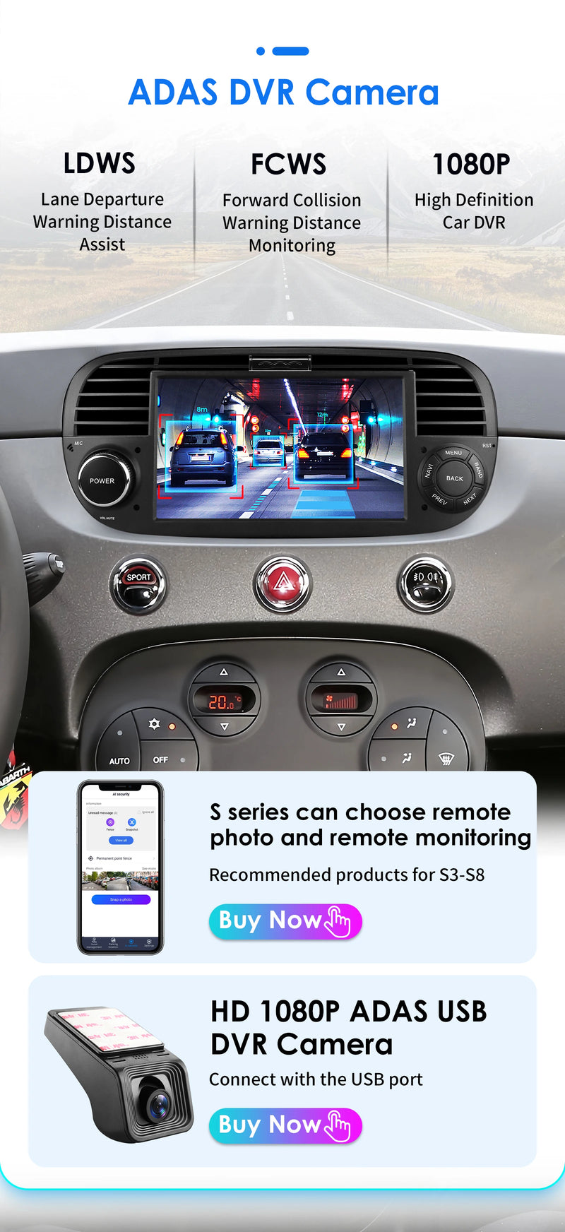 Autoradio CarPlay Fiat 500 (2007-2015) – Écran 7 pouces, 8 cœurs, jusqu'à 8 Go + 128 Go, vue 42