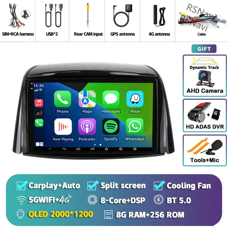 Autoradio CarPlay Renault Koleos (2008-2016) – Écran 9 pouces sans fil, jusqu'à 16 Go + 512 Go, vue 34