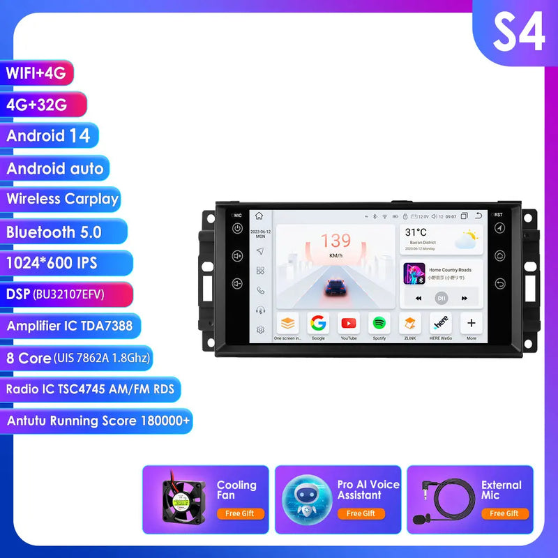 Autoradio CarPlay Jeep, Chrysler et Dodge (2005-2015) – Écran 7 pouces, jusqu'à 8 Go + 128 Go, vue 16