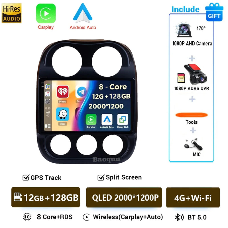 Autoradio CarPlay Jeep Compass et Patriot (2010-2016) – Écran QLED, sans fil, vue 16