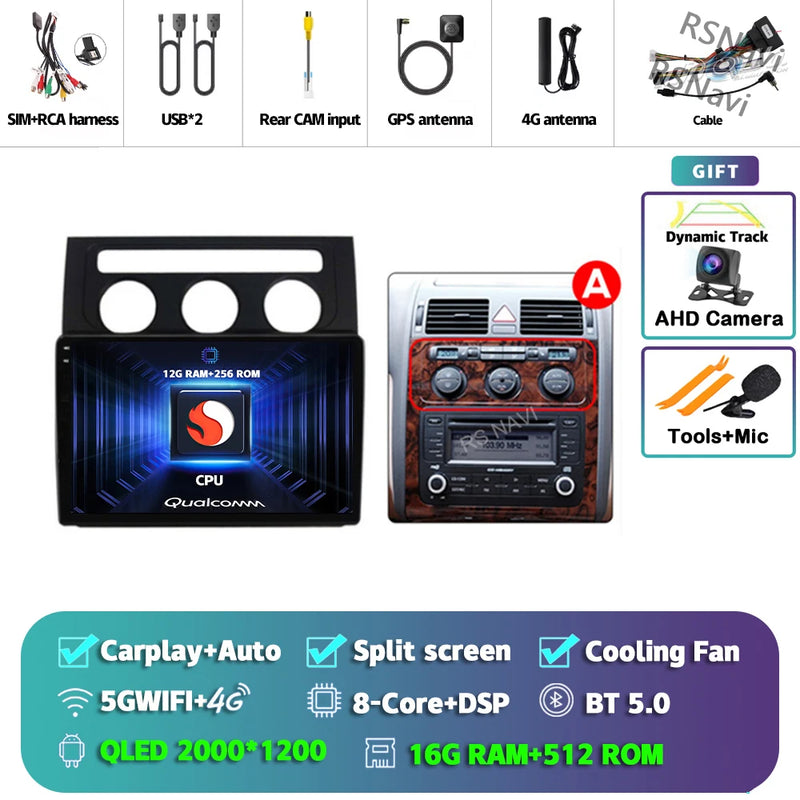 Autoradio CarPlay Volkswagen Touran 1 (2003-2010) – Écran 2K 9 pouces, Android 16, vue 10