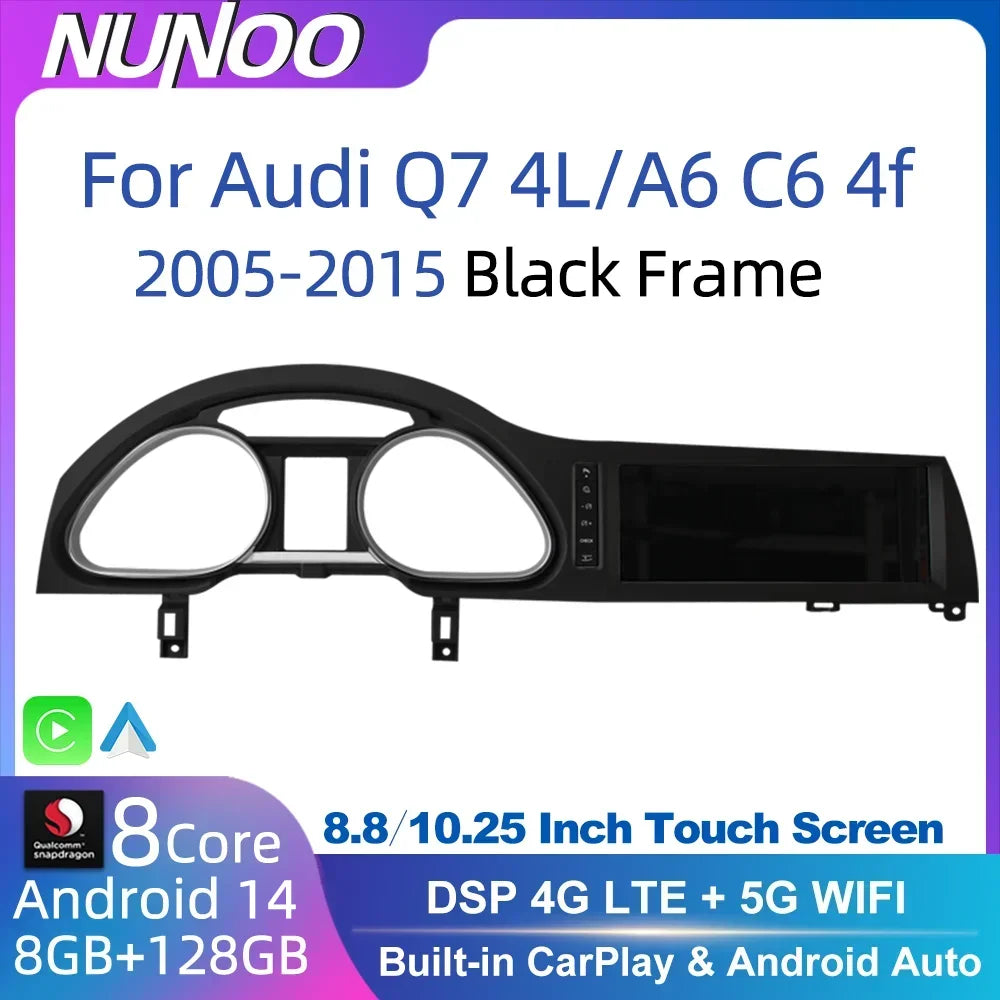 Autoradio Audi A6 C6 DSP vue de face, écran installé