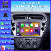 Autoradio CarPlay Peugeot 301 et Citroën C-Elysée (2012-2016) – Écran QLED, Android 16