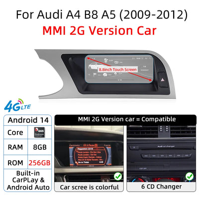 Autoradio Android Audi A4 B8 A5, Écran Tactile GPS CarPlay