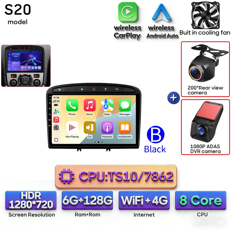 Autoradio CarPlay Peugeot 308, RCZ et 408 – Écran 9 pouces, Android 16, vue 15