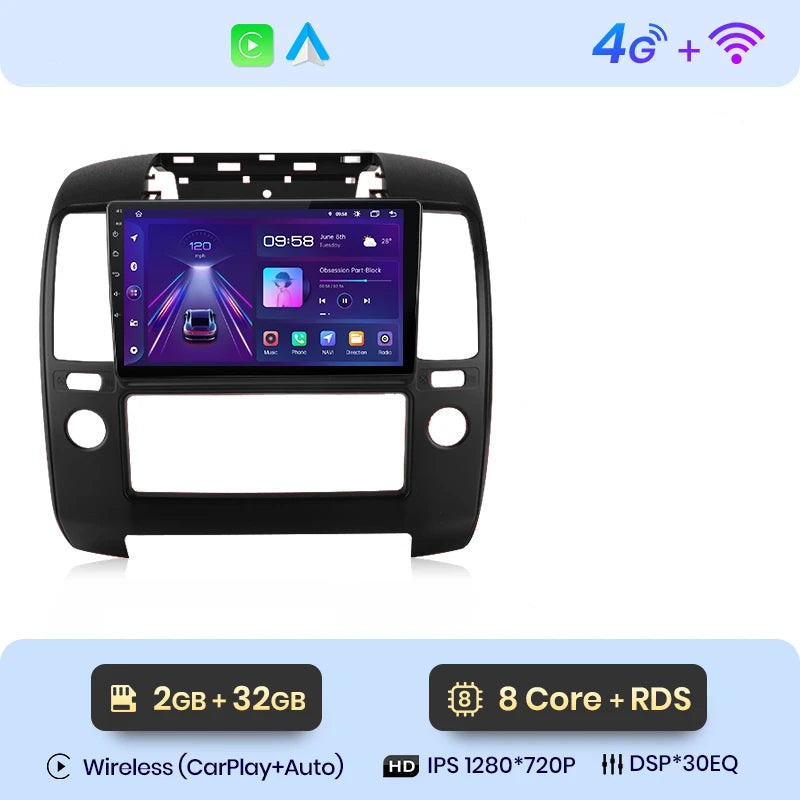 Autoradio Android Auto Nissan Navara – CarPlay sans fil D40 2006–2012