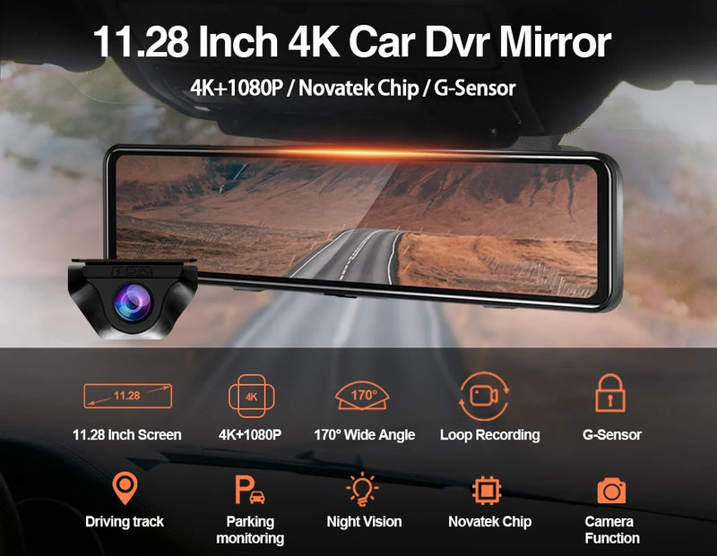 Rétroviseur Caméra 4K Écran Tactile 11,28 Pouces – Caméra Arrière, Wi-Fi 5 GHz, GPS en Option, vue 7