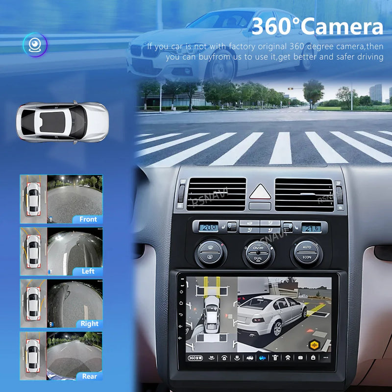 Autoradio CarPlay Volkswagen Touran 1 (2003-2010) – Écran 2K 9 pouces, Android 16, vue 3