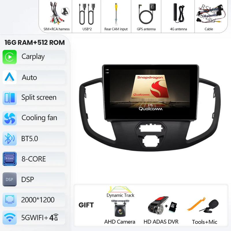 Autoradio CarPlay Ford Transit (2015-2018) – Écran QLED, jusqu'à 16 Go + 512 Go, vue 21