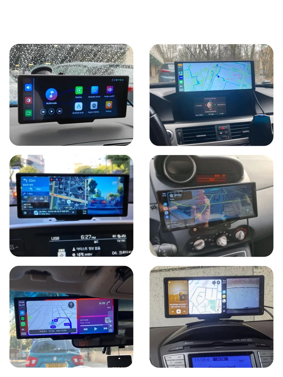 La dashcam CarPlay 10,26 pouces installée sur différents tableaux de bord