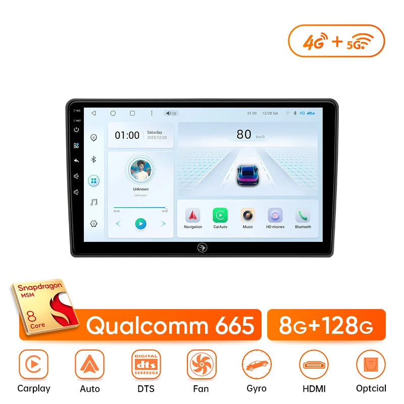 Autoradio CarPlay Golf 4 – Snapdragon 665, 8Go RAM, 128Go ROM + DTS Audio
