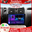 Autoradio CarPlay Peugeot 206, 206 CC et 206 SW (2000-2008) – Écran QLED 9 pouces, jusqu'à 12 Go + 256 Go
