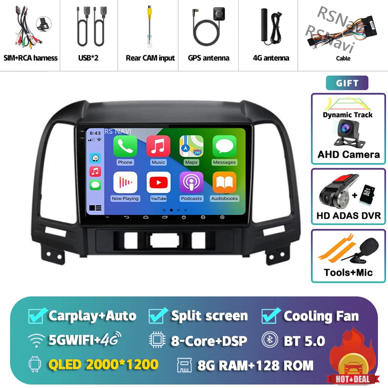 Autoradio CarPlay Hyundai Santa Fe 2 (2006-2012) – Écran 9 pouces, jusqu'à 16 Go + 512 Go, vue 28