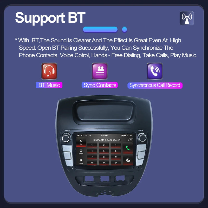 Autoradio CarPlay Peugeot 107 et Citroën C1 (2005-2014) – Écran 7 pouces, sans fil, jusqu'à 6 Go + 128 Go, vue 16