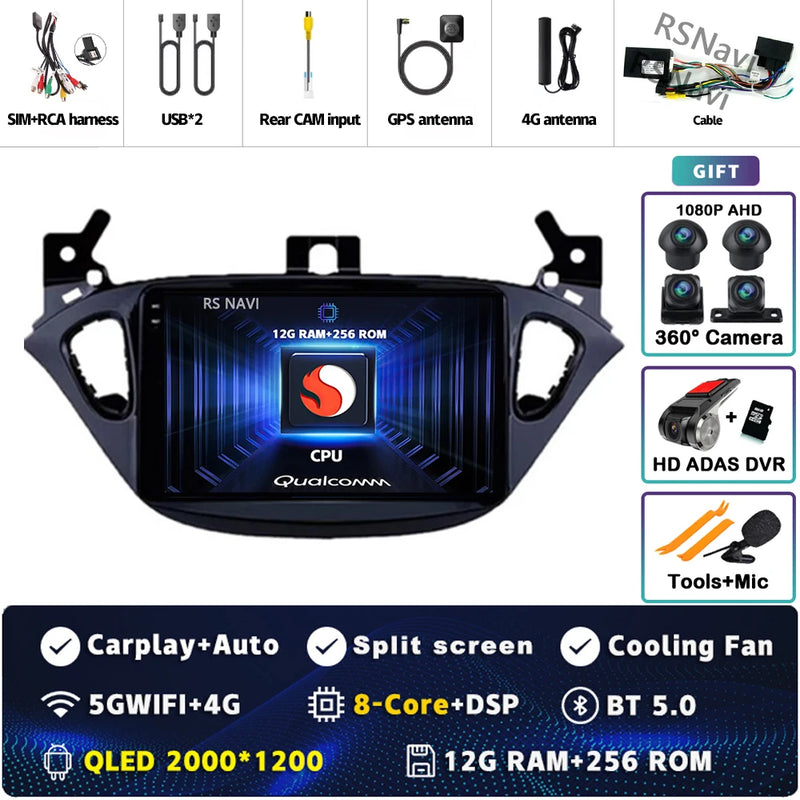 Autoradio CarPlay Opel Corsa E (2014-2019) et Adam (2013-2016) – Écran 9 pouces 2K, jusqu'à 12 Go + 256 Go, vue 22