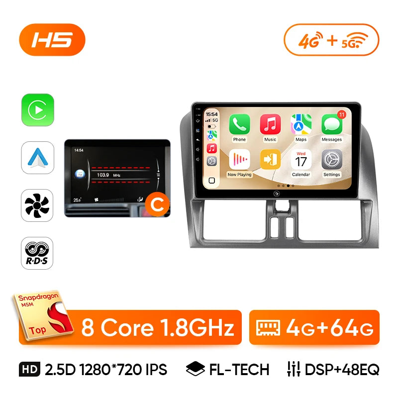 Autoradio CarPlay Volvo XC60 (2008-2017) – Écran 9 pouces, Android 13, vue 12