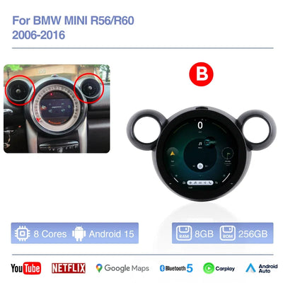 MINI Cooper R56 R60 Autoradio Android 15 CarPlay GPS
