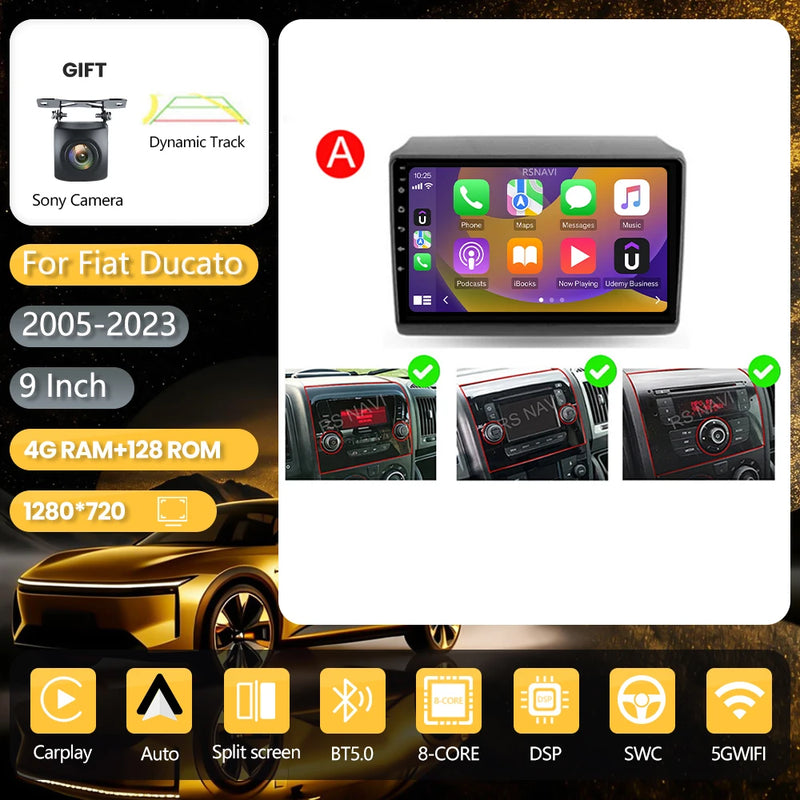 Autoradio CarPlay Fiat Ducato, Peugeot Boxer et Citroën Jumper (2007-2015) – Écran 9 pouces, jusqu'à 16 Go + 256 Go, vue 45