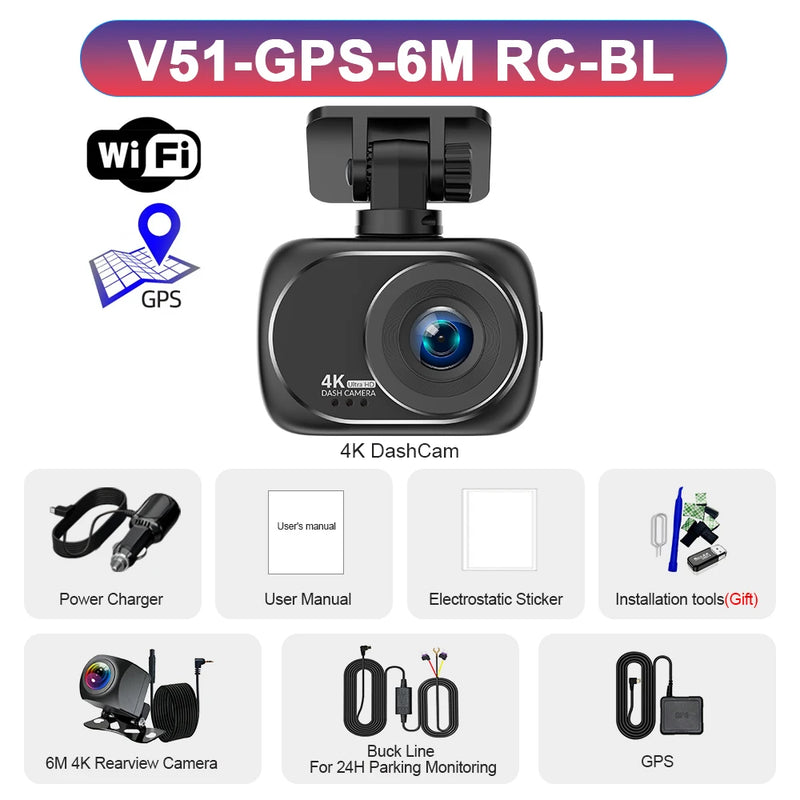 Dashcam 4K Avant et Arrière 4K – Écran 2 Pouces, Wi-Fi, GPS en Option, vue 20