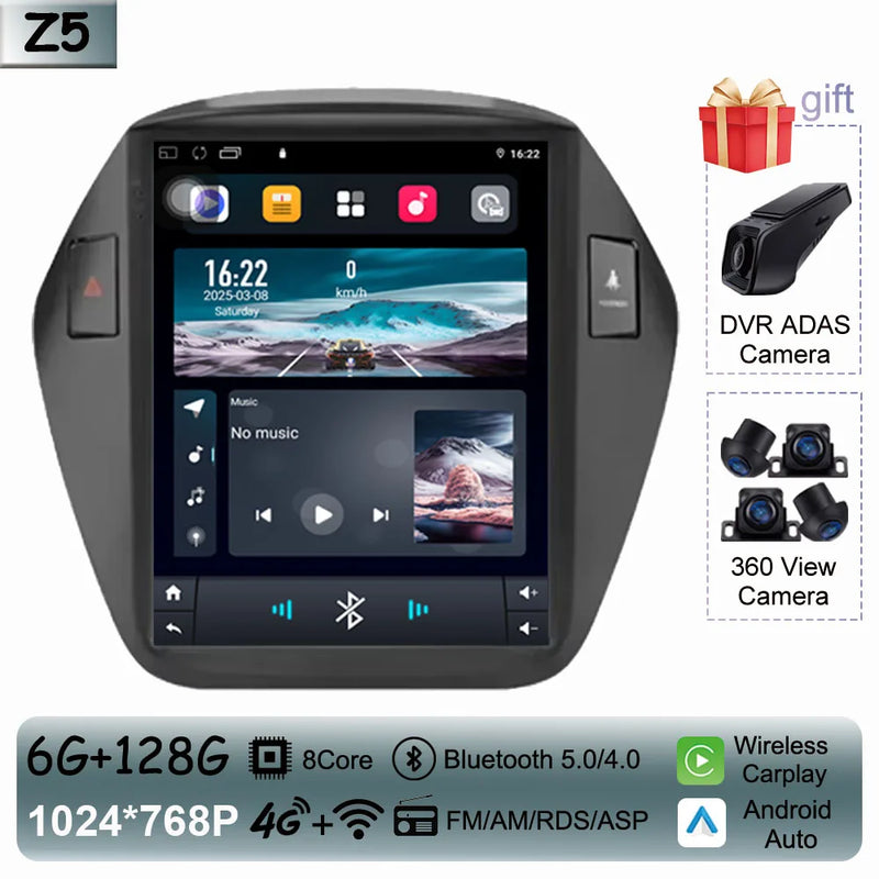 Autoradio CarPlay Hyundai ix35 (2009-2015) – Écran vertical 9,7 pouces, jusqu'à 8 Go + 256 Go, vue 35