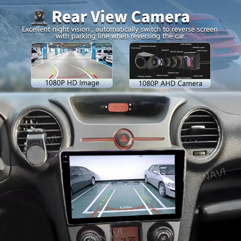 Autoradio CarPlay Kia Carens UN (2006-2012) – Écran 9 pouces, console type B, vue 2