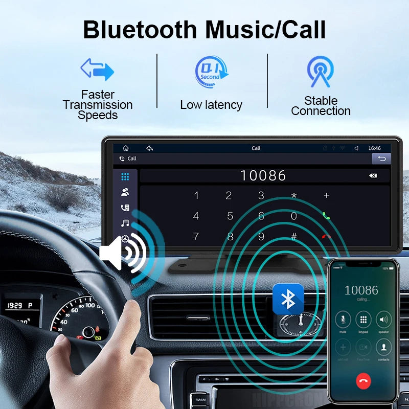 Écran CarPlay Universel 10,26 Pouces – Sans Fil ou Filaire, Bluetooth, USB, Entrée Caméra de Recul, vue 3