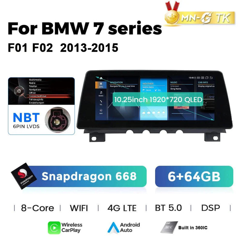 Autoradio CarPlay BMW Série 7 F01 F02 (2009-2015) – Écran QLED 10,25 ou 12,3 pouces, vue 11