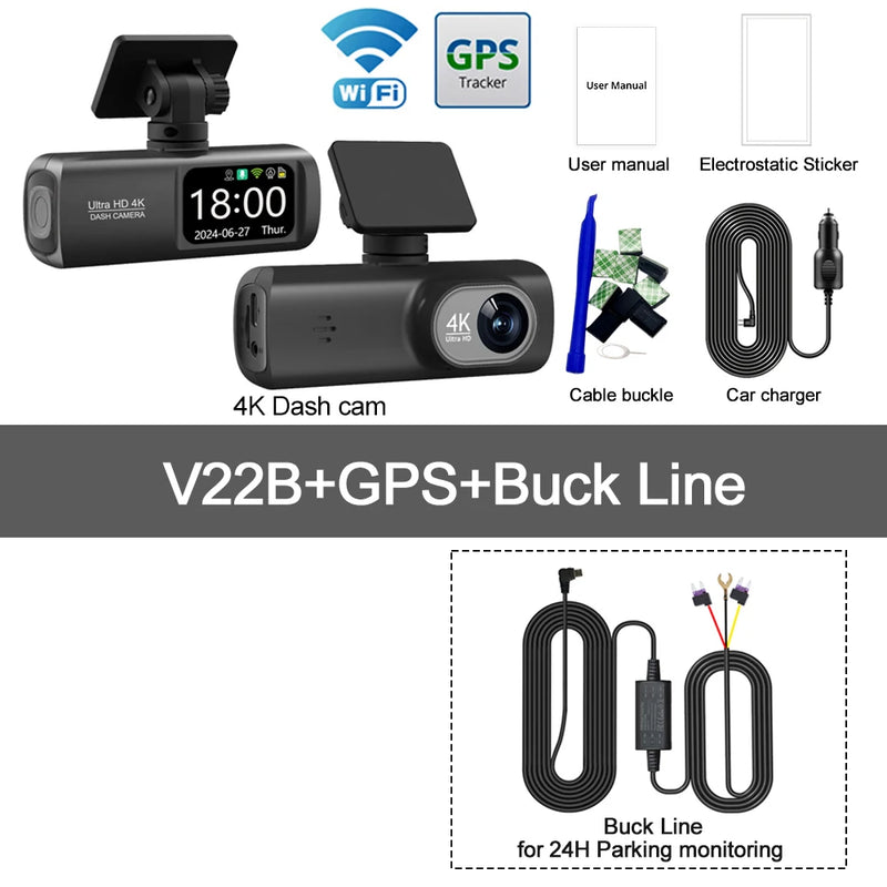 Dashcam 4K Wi-Fi Double Caméra – Écran 1,47 Pouce, GPS en Option, Kit Parking 24 h, vue 22
