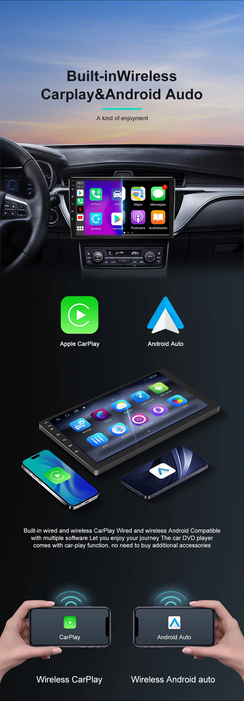 Autoradio CarPlay Citroën C2 et C3 (2001-2010) – Écran QLED 9 pouces, jusqu'à 12 Go + 256 Go, vue 14