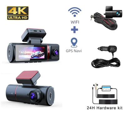 dashcam voiture avant arrière 4K – Caméra embarquée 3 objectifs + WiFi GPS