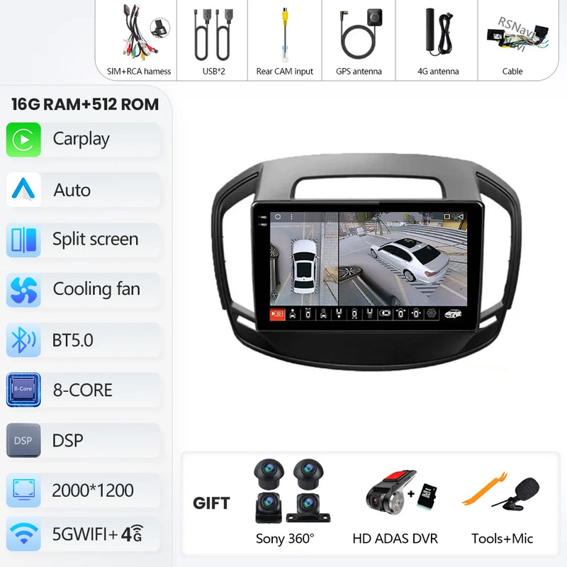 Autoradio CarPlay Opel Insignia (2013-2017) – Écran QLED, Android 16, jusqu'à 16 Go + 512 Go, vue 30