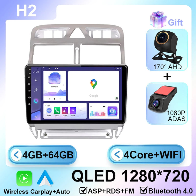 Autoradio CarPlay Peugeot 307 SW et CC (2002-2013) – Écran 9 pouces, Android 16, vue 17