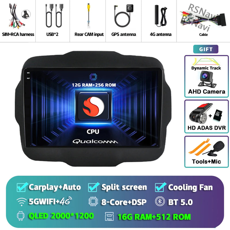Autoradio CarPlay Jeep Renegade (2016-2020) – Écran 9 pouces, jusqu'à 16 Go + 512 Go, vue 47