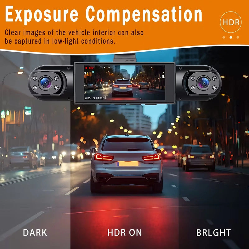 Dashcam 3 ou 4 Caméras – Avant 1080P, Côtés Orientables et Arrière, Mode Parking, vue 5
