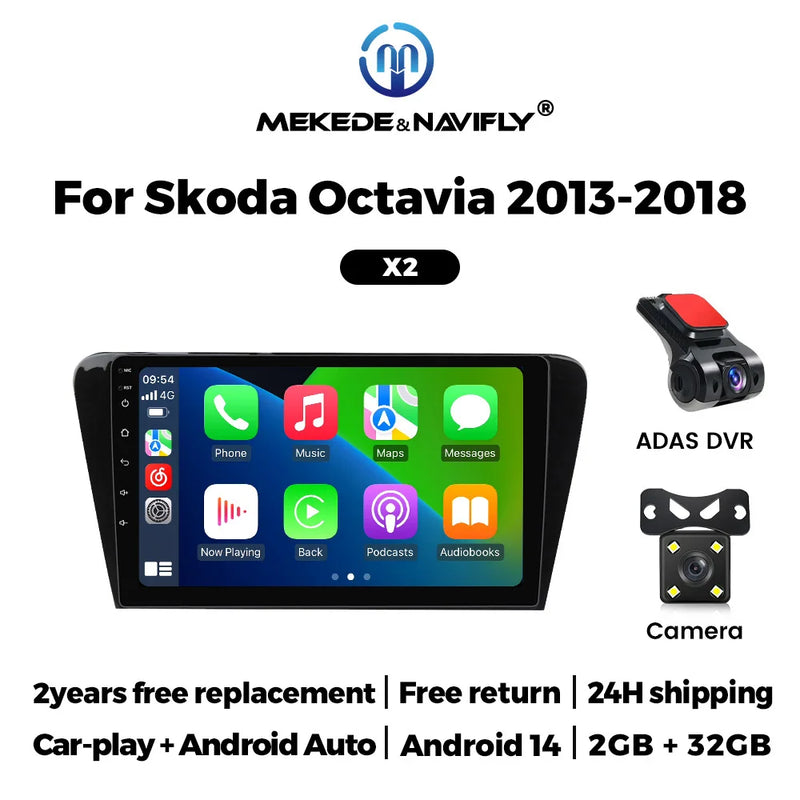 Autoradio CarPlay Skoda Octavia 3 A7 (2013-2018) – Écran 10 pouces, jusqu'à 2 Go + 32 Go, vue 8
