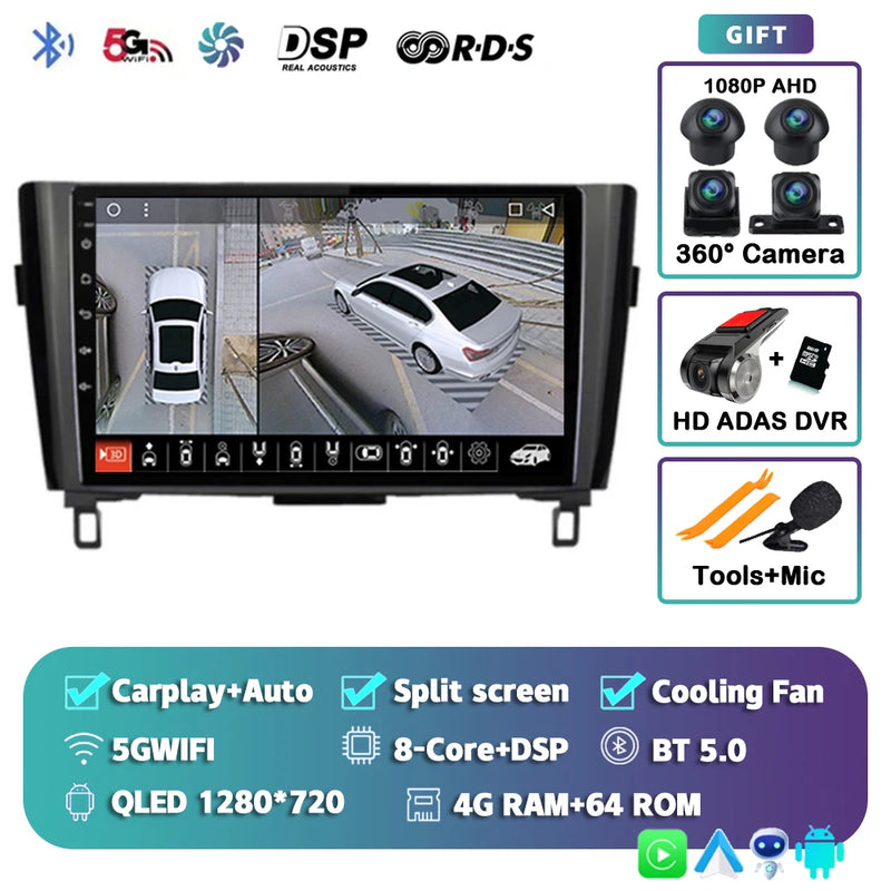 Autoradio CarPlay Nissan Qashqai J11 et X-Trail T32 (2014-2020) – Écran QLED, jusqu'à 16 Go + 512 Go, vue 11