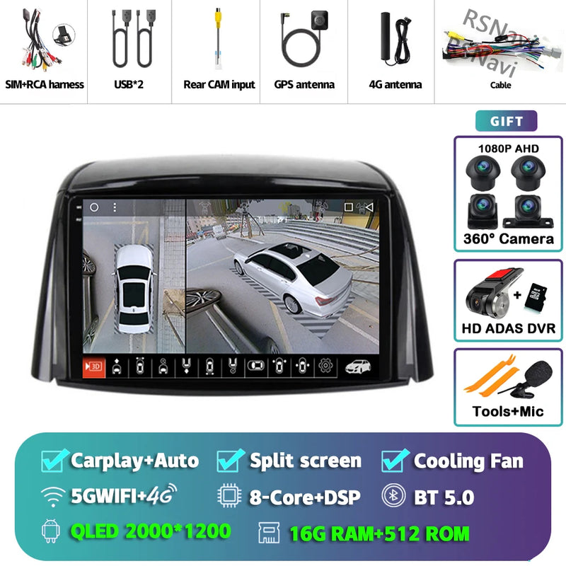 Autoradio CarPlay Renault Koleos (2008-2016) – Écran 9 pouces sans fil, jusqu'à 16 Go + 512 Go, vue 49
