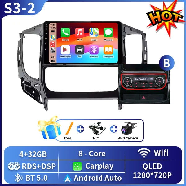 Autoradio CarPlay Mitsubishi L200, Pajero Sport et Triton (2015-2019) – Écran 9 pouces, jusqu'à 8 Go + 128 Go, vue 24