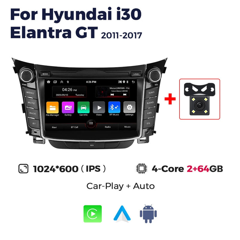 Autoradio CarPlay Hyundai i30 GD et Elantra GT (2011-2017) – Écran IPS 7 pouces, 2 Go + 64 Go, vue 33
