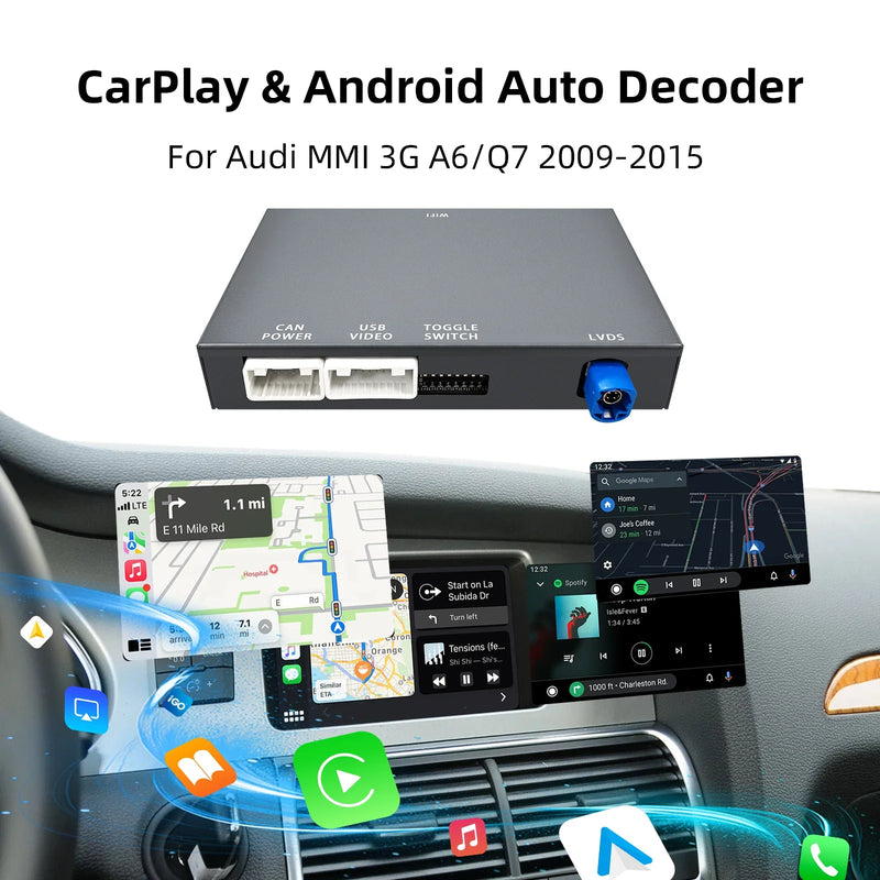 Boîtier CarPlay Audi A6 (2009-2011) et Q7 (2010-2015) – MMI 3G, écran 6,5 ou 7 pouces conservé