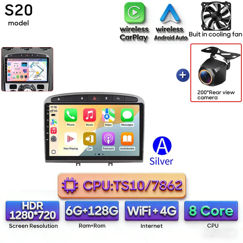 Autoradio CarPlay Peugeot 308, RCZ et 408 – Écran 9 pouces, Android 16, vue 8