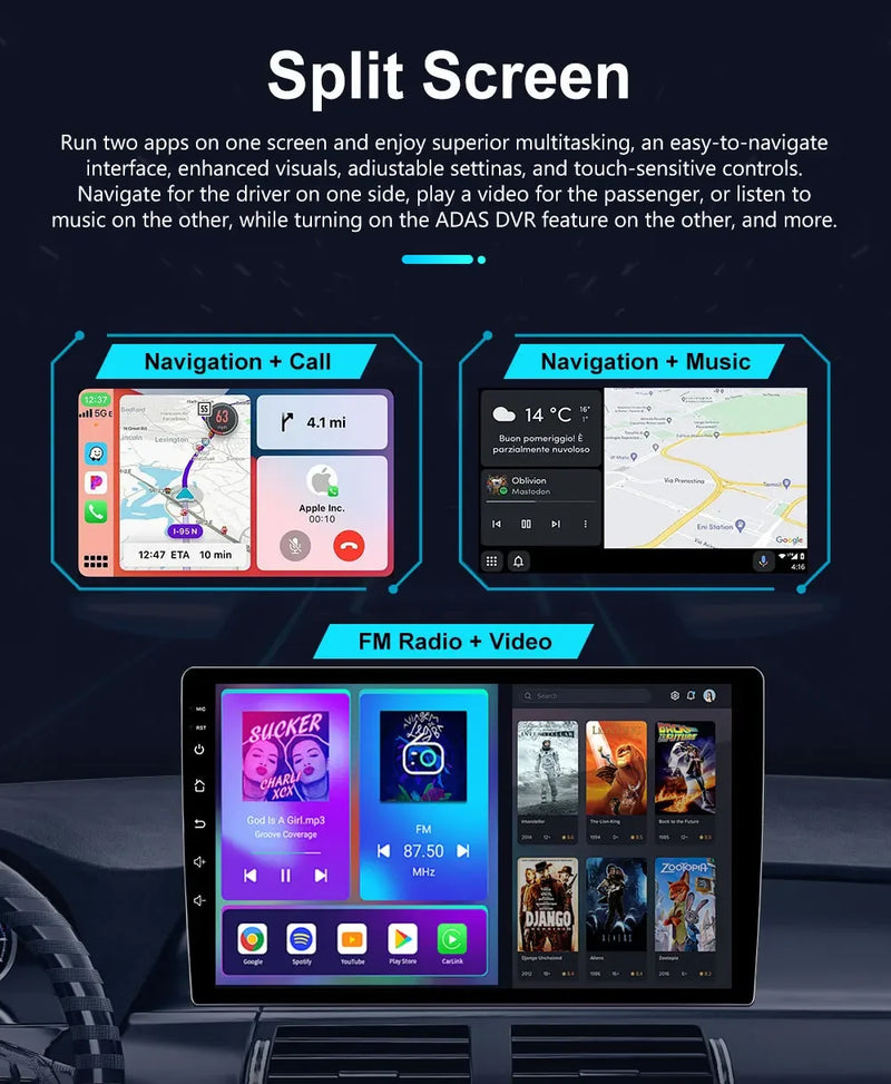 Autoradio CarPlay Volkswagen Sharan et Seat Alhambra 7N (2010-2022) – Écran 9 pouces, Android 16, vue 21