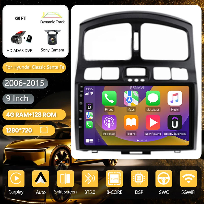 Autoradio CarPlay Hyundai Santa Fe Classic et SM (2006-2012) – Écran QLED 9 pouces, vue 42