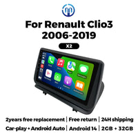 Autoradio CarPlay Renault Clio 3 (2005-2014) – Écran 9 pouces, Android 14, sans fil, vue 2
