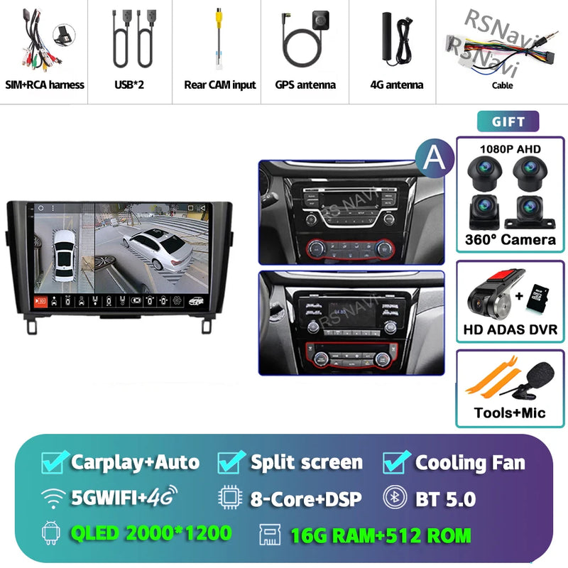 Autoradio CarPlay Nissan Qashqai J11 et X-Trail T32 (2014-2020) – Écran QLED, jusqu'à 16 Go + 512 Go, vue 18