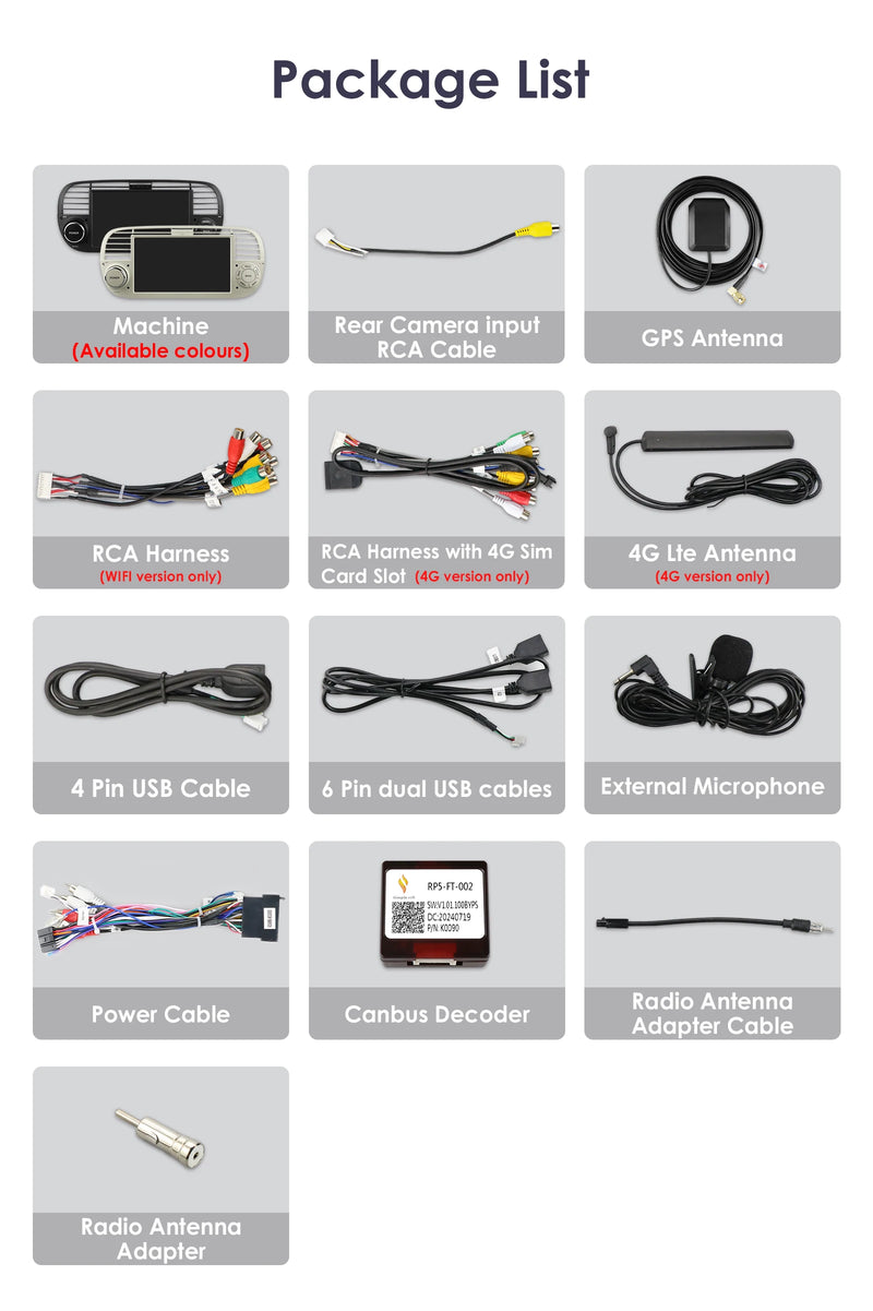 Autoradio CarPlay Fiat 500 (2007-2015) – Écran 7 pouces, 8 cœurs, jusqu'à 8 Go + 128 Go, vue 52