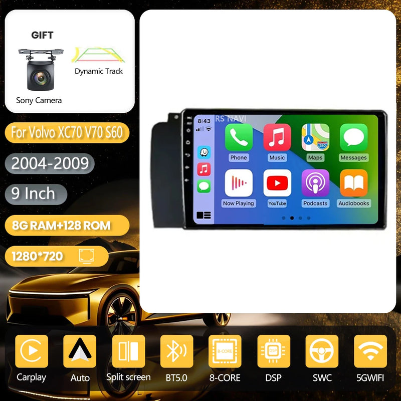 Autoradio CarPlay Volvo XC70, V70 et S60 (2004-2009) – Écran 9 pouces, jusqu'à 16 Go + 256 Go, vue 14